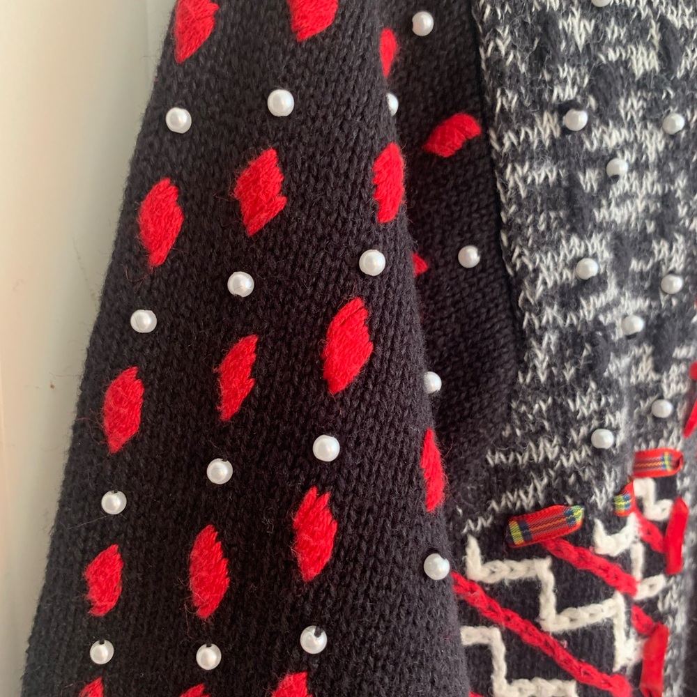 Studio Black And Red Patchwork Sweater - image 6